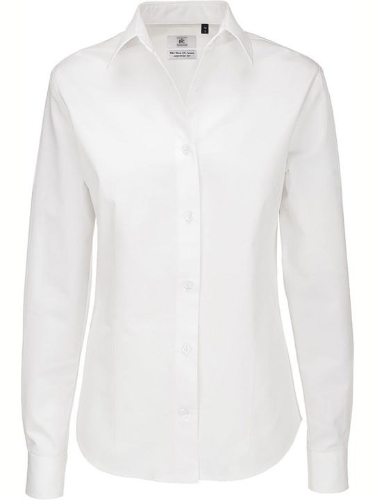 B&C Women's Monochrome Long Sleeve Shirt White