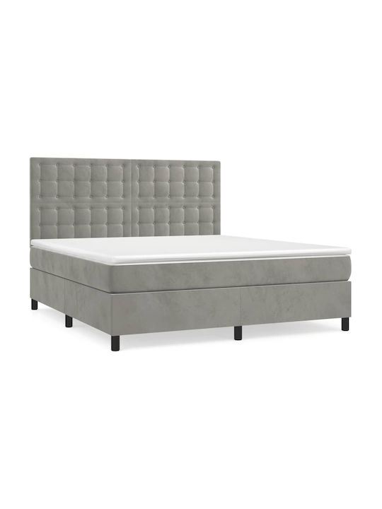 King Size Bed Padded with Fabric with Slats Ανο...