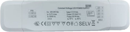 Viokef Τροφοδοτικό LED Μαγνητικής Ράγας IP20 Ισχύος 60W με Τάση Εξόδου 24V