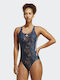 3-Stripes Sport Badeanzug Animal Print Grau