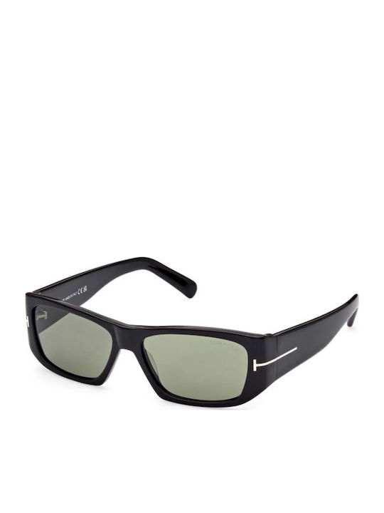 Tom Ford Unisex Sunglasses with Black Horn-Rimmed Frame and Green Gradient Lens TF986 01N