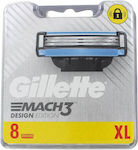 Gillette Mach 3 Design Edition Ανταλλακτικές Κεφαλές με 3 Λεπίδες & Λιπαντική Ταινία 8τμχ