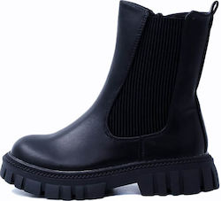 SmartKids Kids PU Leather Chelsea Boots with Zipper Black