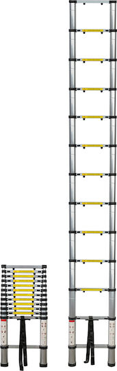 JBM Telescopic Ladder Aluminum 12 of Steps with Maximum Height 3.8m
