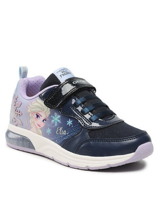 Geox Παιδικά Sneakers Spaceclub Ανατομικά με Σκρατς & Φωτάκια για Κορίτσι Navy Μπλε