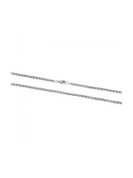 Senza Unisex Stainless Steel Neck Thin Chain White with Polished Finish 55cm