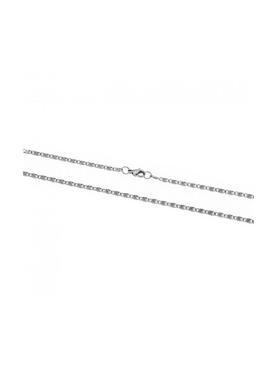 Senza Unisex Stainless Steel Neck Thin Chain White with Polished Finish 55cm