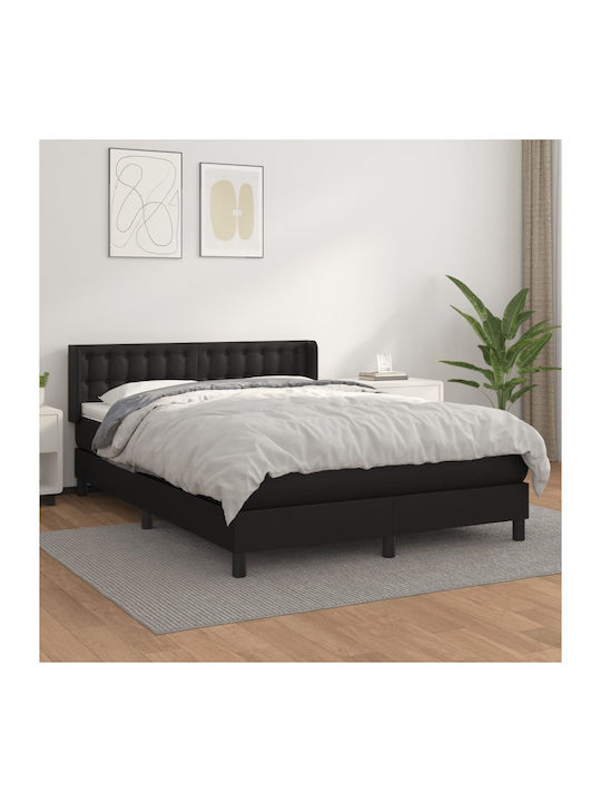 Bett Doppelbett Black mit Tische & Matratze 140x190cm