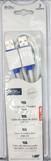 SGL USB 2.0 Kabel USB-A-Stecker - USB-A-Buchse Weiß 3m