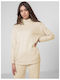 Long Women's Sweatshirt Hooded Beige