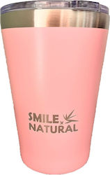 Ποτήρι θερμός 350ml Smile Natural (ροζ)