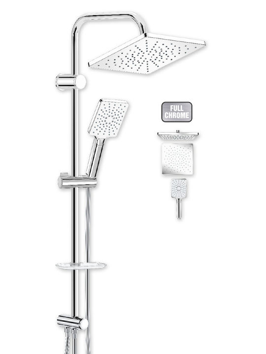 DuscheLine Pera Coloană de Duș cu Mixer de Cadă 95cm Argintie