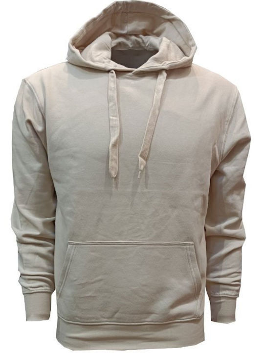 Luciano Faketti Hooded sweatshirt with hoodie kangaroo beige