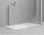 Karag Pietra Rechteckig Künstlicher Stein Dusche x90cm Bianco