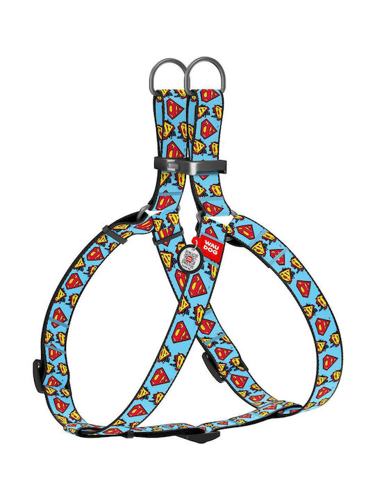 WauDog Dog Harness Superman with SmartID Blue 15mm x 40-55cm 31-160