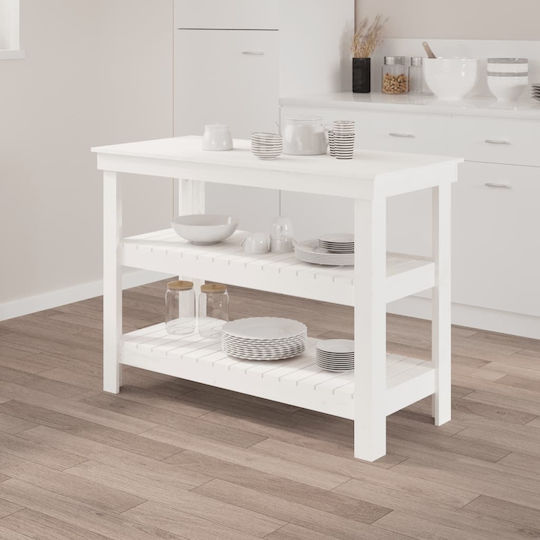 Table Bar from Solid Wood White 110.5x50x80cm