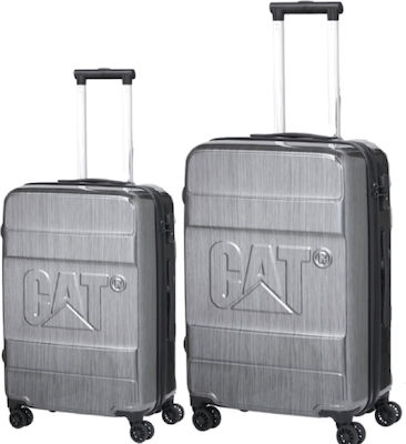 CAT Nested Travel Suitcases Hard Gray with 4 Wheels Set 2pcs