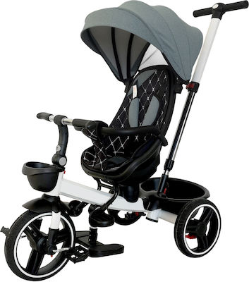 ForAll Παιδικό Τρίκυκλο Ποδήλατο mit Aufbewahrungsmöglichkeit, Elternlenkung & Zelt für 12+ Monate Gray