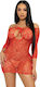 Leg Avenue Heart Net Mini Dress Red