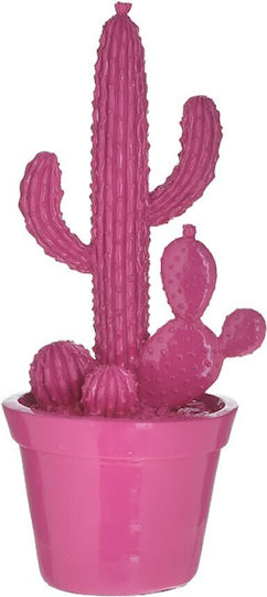 Inart Decorativ Cactus Polirășină Fuchsia 14x13x31cm 1buc