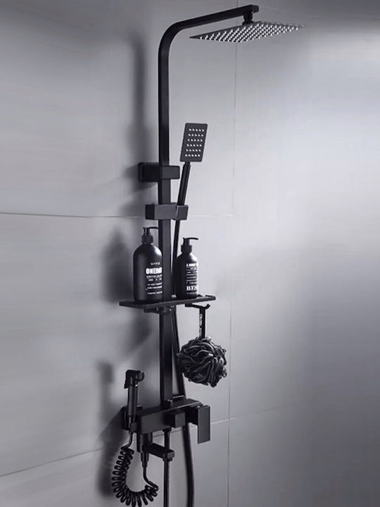 Naron Adjustable Shower Column with Mixer 85-120 Black