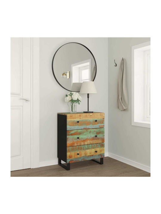 Chest of Drawers of Solid Wood with 3 Drawers 60x33x75cm