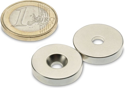 Magnitech Магнит Неодим Кръгъл с дупка и сила на привличане 4кг 18x18x4.5мм. 1бр
