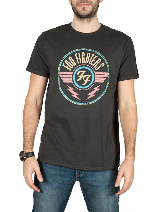 Amplified Foo Fighters FF Air T-shirt Γκρι Βαμβακερό Ανθρακί