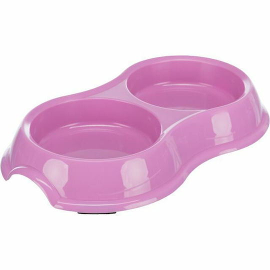 Trixie Kunststoff Schalen Futter & Wasser für Hund & Katze auf Basis von 2x 200ml 11cm in Rosa Farbe