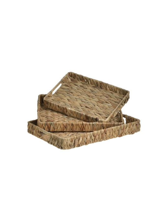 Inart Wicker Rectangular Decorative Tray 39x28x5cm 3pcs