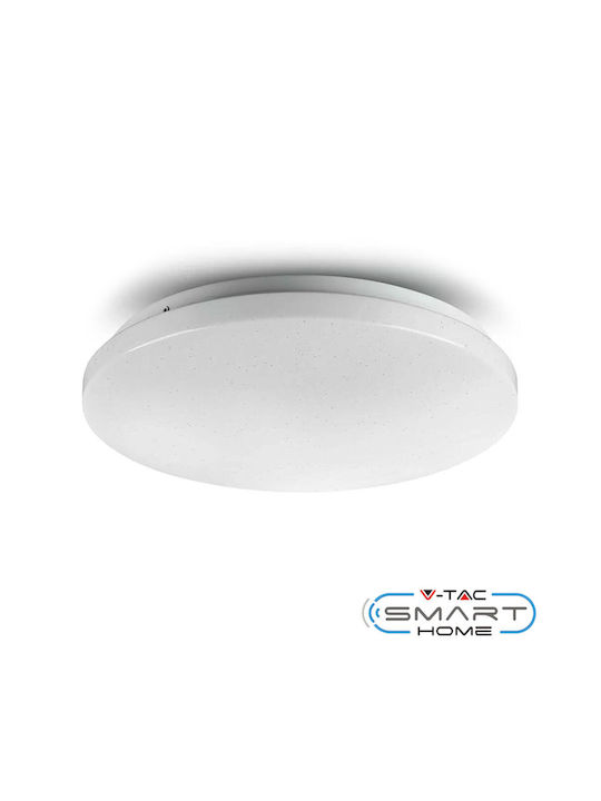 V-TAC Μοντέρνα Πλαστική Πλαφονιέρα Οροφής WiFi με Ενσωματωμένο LED σε Λευκό χρώμα 31cm