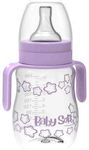 BabySoft Plastikflasche mit Silikonsauger für 6+ Monate Lila Sterne 250ml 1Stück
