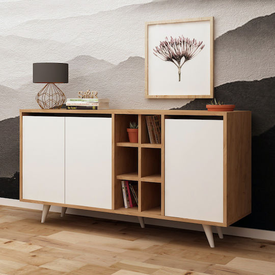 Μπουφές Ξύλινος Καρυδί / Λευκό 140x40x86cm
