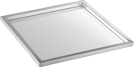 Sanco Brass Chrome Неръждаем Квадратен Поднос за сервиране с Дръжки в Сребрист Цвят 30x30x1см 0137-A03 1бр