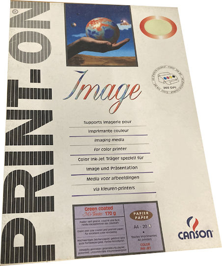 Canson Mi-Teintes Photo Paper Green A4 (21x30) 170gr/m² for Printers Inkjet 20 Sheets