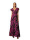 Desiree Summer Maxi Evening Dress with Ruffle Purple