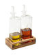 Navaris Vinegar Dispenser Wooden Base Σετ Λαδόξιδο Γυάλινο 220ml