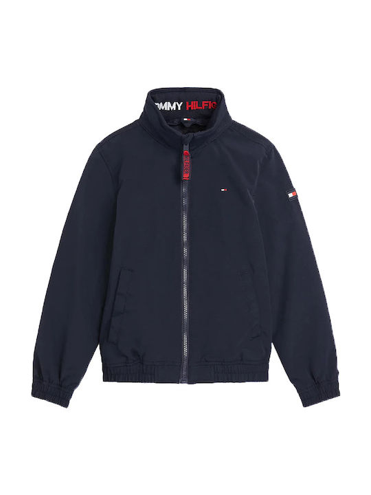 Kinder Freizeitjacke Kurz mit Futter & Kapuze Blau Essential