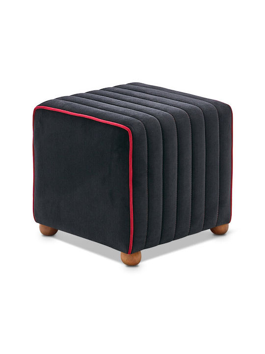 Stool For Living Room Upholstered with Velvet Mona Black 40x40x40cm