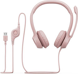 Logitech H390 On Ear Multimedia Headphone with Microphone USB-A Pink