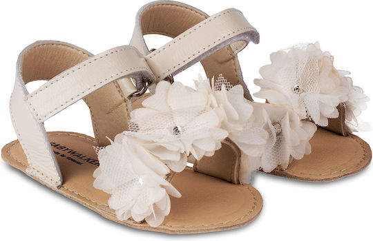 Babywalker Taufschuhe Für Mädchen Leder Weiche Sohle Ecru