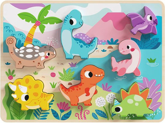 Ξύλινο Παιδικό Puzzle Σφηνώματα Δεινόσαυροι 7pcs Tooky Toys