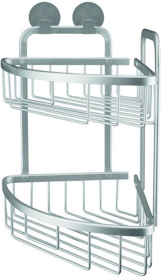 Kleine Wolke Rocco Ecke An der Wand montiert Badezimmerregal Metallisch mit 2 Regalböden 26x13.5x35.5cm Gray Kleine Wolke Rocco Ecke An der Wand montiert Badezimmerregal Metallisch mit 2 Regalböden 26x13.5x35.5cm Gray