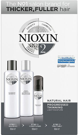Nioxin System 2 Σετ Θεραπείας Μαλλιών κατά της Τριχόπτωσης για Λεπτά Μαλλιά με Σαμπουάν 3τμχ