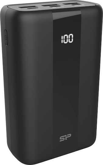 Silicon Power QX55 Външна Батерия 30000mAh 22.5W с 3 USB-A Изходни Порта и USB-C Изходен Порт Power Delivery / Бързо Зареждане Черен