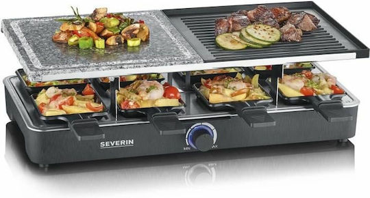 Severin Tabletop Electric Grill Smooth and Ribbed Plate 1300W with Adjustable Thermostat 46.5cmx25cmcm