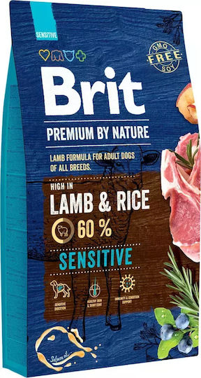 Brit Premium by Nature Adult Sensitive 8kg Dry Food Gluten-Free for Adult Dogs with Lamb and Rice