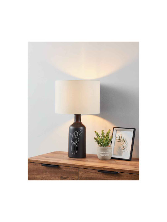 Eglo Vinoza Ceramic Table Lamp for Socket E27 with White Shade and Black Base