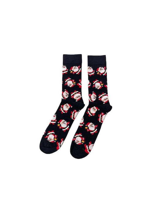 Men Christmas Socks L98 Ανδρικές Βαμβακερές Μακριές Χριστουγενιάτικες Κάλτσες με σχέδιο σε Μαύρο χρώμα