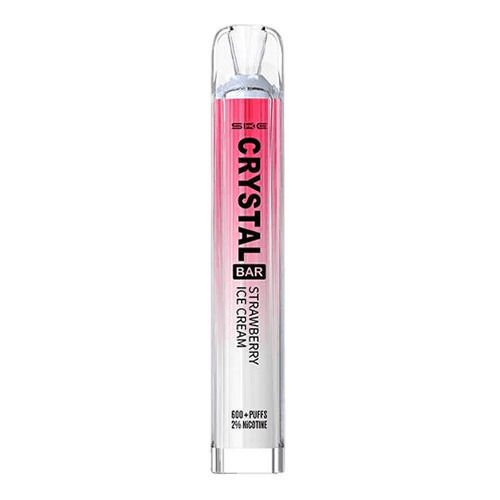 Crystal Vape SKE Ηλεκτρονικό Τσιγάρο μιας Χρήσης 600 Εισπνοών Straberry Ice Cream 2ml 20mg Ροζ